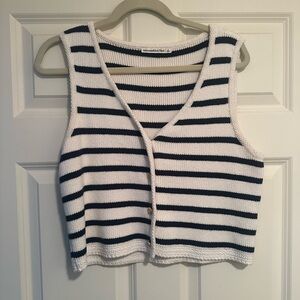 Abercrombie & Fitch White and Navy Striped Knit Tank